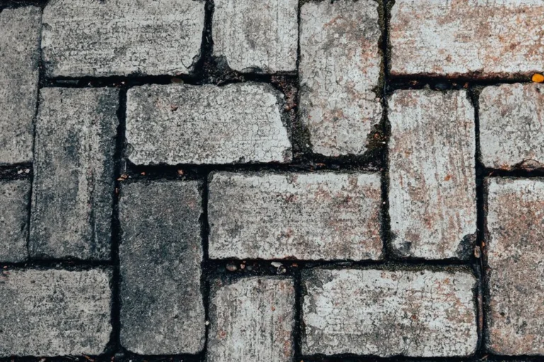 Joints creusés et noircis entre les pavés d'un dallage extérieur
