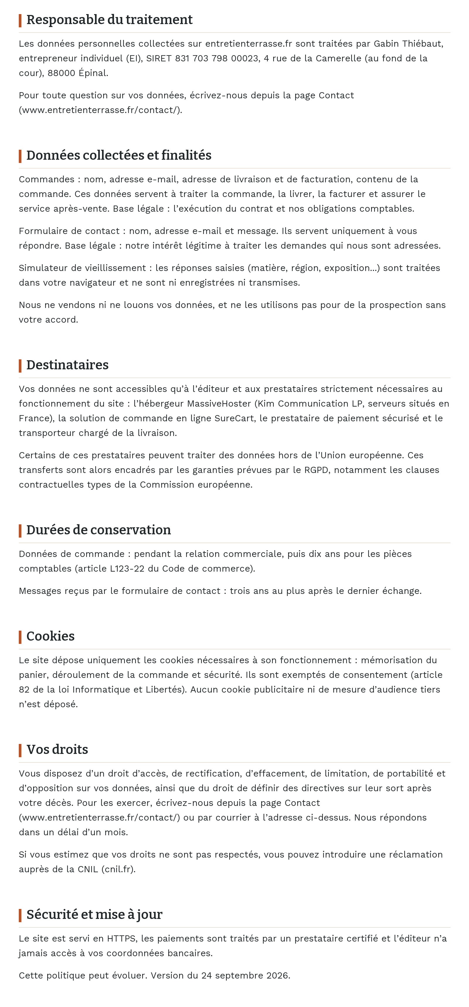 Politique de confidentialité