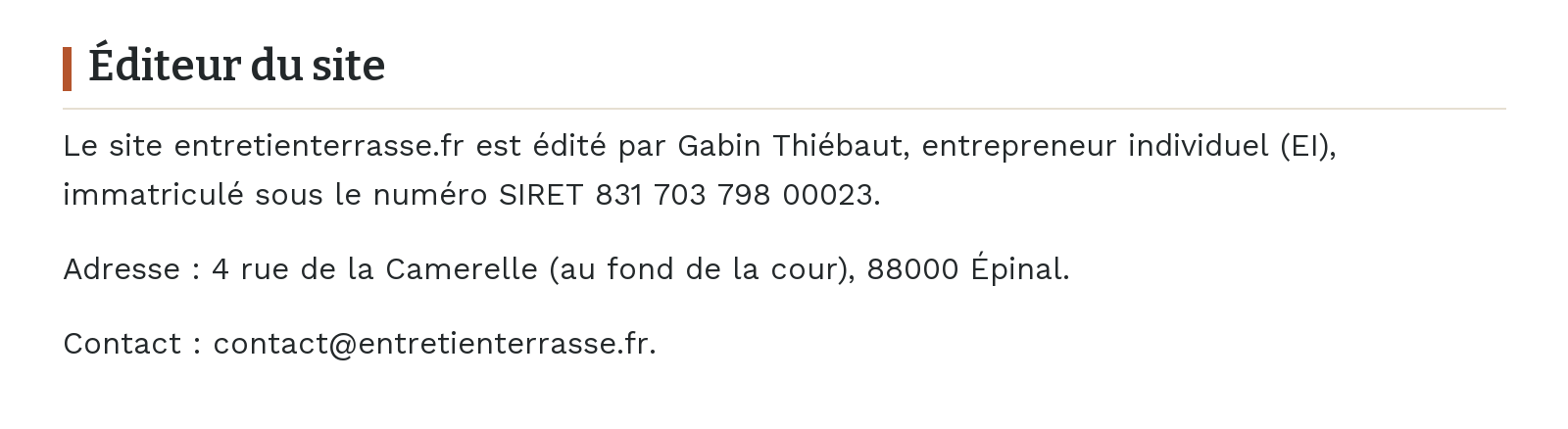 Mentions légales - Éditeur du site