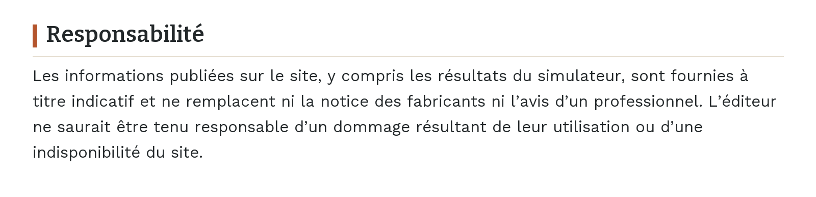 Mentions légales - Responsabilité