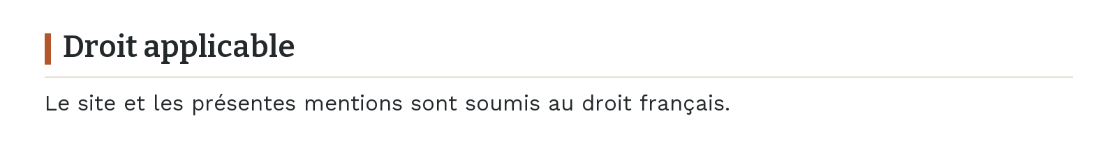 Mentions légales - Droit applicable